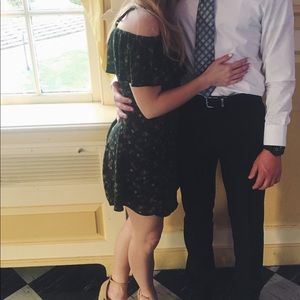 Mission Supply Co Green Floral Cold Shoulder Dress